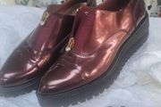 Marco Moreo platform patent leather maroon shoes