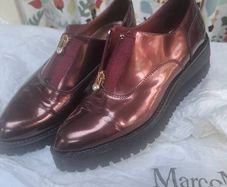 Marco Moreo platform patent leather maroon shoes