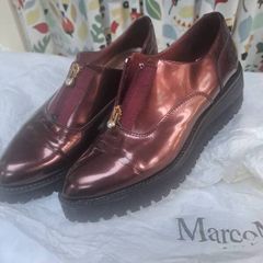 Marco Moreo platform patent leather maroon shoes