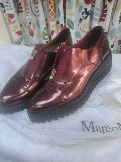 Marco Moreo platform patent leather maroon shoes