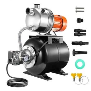 745 W(1 HP) Shallow Well Pump with Pressure Tank, 63 L/min(1000 GPH), Automatic Irrigation Water Booster Pump with 40 m(130 ft) Head Lift 1.4/2.8 bar(20/40 PSI) Pressure Switch,