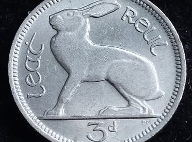 Ireland - 1966 - 3 Pence - Hare - High Garde - KM.12a - [#2044]