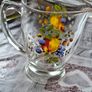 1950s Glass Juice Jug Large Vintage Pitcher with Fruit Floral Pattern no chips or cracks Image 2