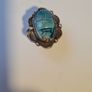 ringVintage Egyptian Hallmarked Solid Silver Scarab Beetle Ring Faience Scarab Image 4