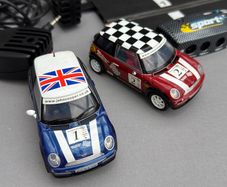 Two Hornby Scalextric Sport Minis and controllers