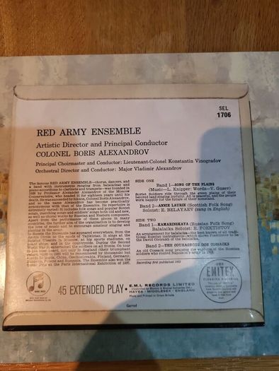 Red Army Ensemble extended play 45 record Columbia SEL 1706 1963