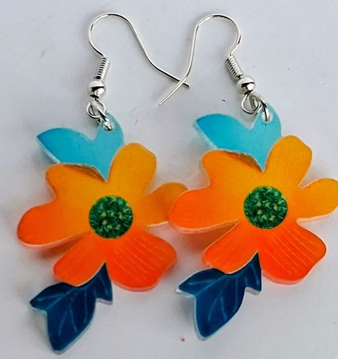 Vibrant California poppy Acrylic Earrings