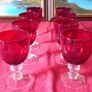 Piece Ruby Red Glass Stemmed Goblets Image 4