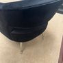 Black Velvet Barrel Accent Chair with Polished Metal Legs Image 3