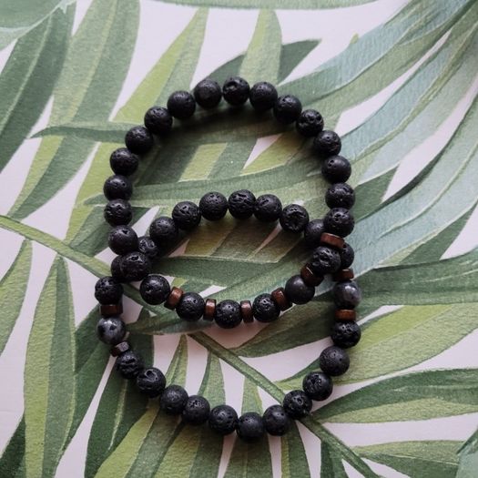 Volcanic Stone Stretch Beaded Bracelets set for Men or Women Jewelry Gift