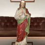 Antique Sacred Heart Statue 17 Inches 43 cm Image 10