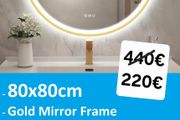LED Bathroom Mirror Gold 80cm Bluetooth Demister Bright Light Makeup Cosmetic 3 Color Temperature