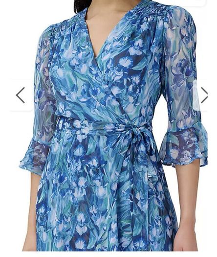 Adrianna Papell Blue Floral Chiffon