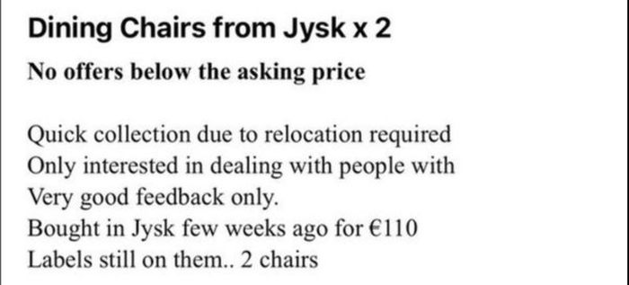 Jysk dining chairs