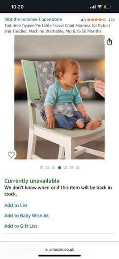 Tommee Tippee Travel Chair Harness