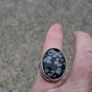 Midcentury Snowflake Obsidian Sterling Silver Ring Image 5