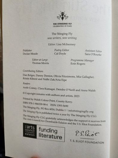 The Stinging Fly New Writings - New Writing. Issue 48 Volume 2  Summer 2023. Firt Edition  Paperback In Good Condition.