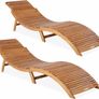 Set of 2 Foldable Wooden Sun Loungers FSC Acacia Garden Reclining Chairs with Ergonomic Design Image 4