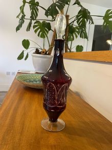 Vintage Bohemian style Ruby glass decanter