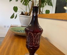 Vintage Bohemian style Ruby glass decanter