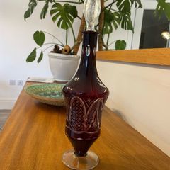 Vintage Bohemian style Ruby glass decanter