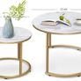 Round Coffee Tables, Removable Set of 2 End Table, Nesting Tables with Gold Metal Frame Legs and Marble White Top for Living Room, Bedroom, Office, Balcony, Apartment (White) Image 3