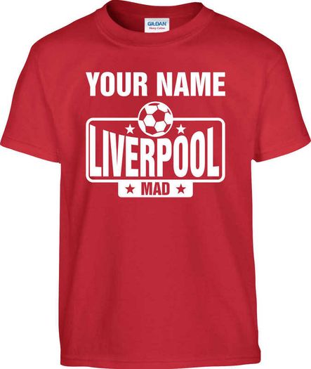 Personalised Liverpool t-shirt with your name on it for adults and kids