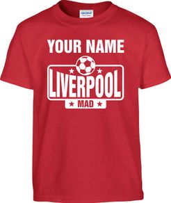 Personalised Liverpool t-shirt with your name on it for adults and kids