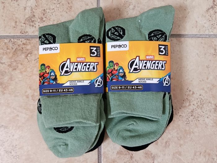 Marvel Avengers 2x 3 Pairs Mens Ankle Socks Size 9-11 / EU 43-46 Green/Black NEW