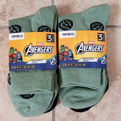 Marvel Avengers 2x 3 Pairs Mens Ankle Socks Size 9-11 / EU 43-46 Green/Black NEW