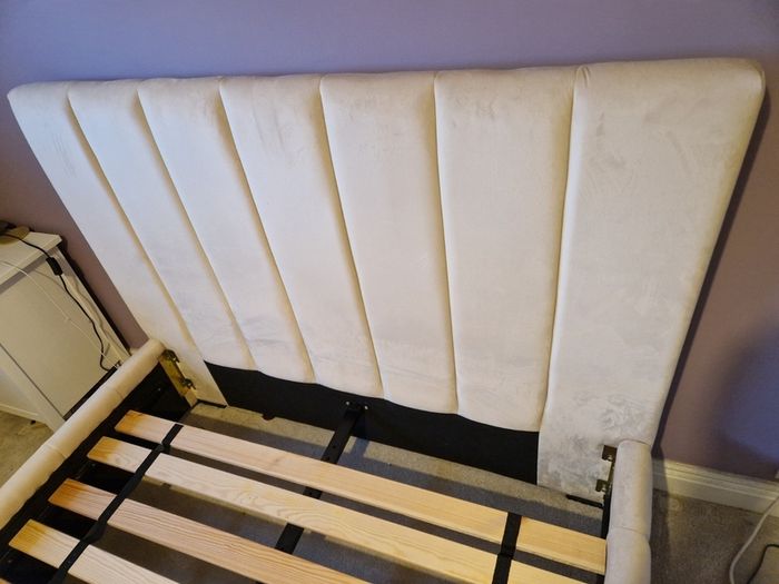 Cream Upholstered Double Bed Frame