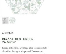 3 Boxes New Riazza Hex Green Tiles (2.25 sqm) - Bought From BTW Naas
