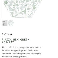 3 Boxes New Riazza Hex Green Tiles (2.25 sqm) - Bought From BTW Naas
