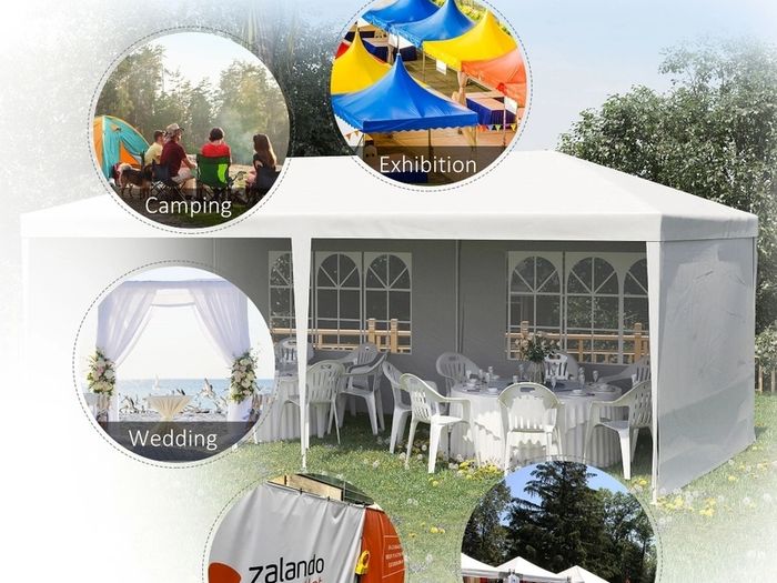 6 x 3 m Party Tent Gazebo Marquee Outdoor Patio Canopy Shelter with Windows and Side Panels White