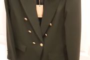 ladies green jacket with brass buttons