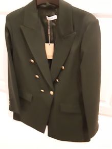 ladies green jacket with brass buttons