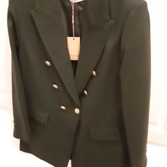 ladies green jacket with brass buttons