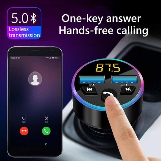 NEW SALE | Bluetooth Car Charger, Bluetooth FM Transmitter in-car Wireless Radio Adapter for Music Player, Hands-Free Calling Car Phone Kit