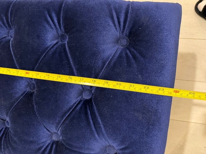 Blue velvet footstool