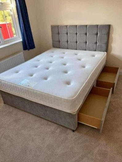 Double Bed And Mattress With Headboard