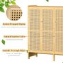 Bamboo Shoe Storage Cabinet Wooden Shoes Rack Organiser with 3 Rattan Doors Image 6