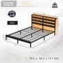 Double Metal Bed Frame with USB Charging Station, LED Lights & Storage Headboard Heavy Duty Black Platform Bed with 31.5 cm Underbed Storage, No Box Spring Needed, Noise Free (Black, Double) Image 2
