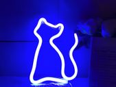 Small Cat Neon Sign Blue