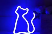 Small Cat Neon Sign Blue