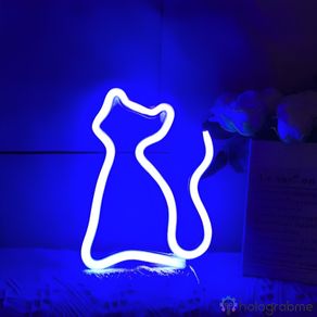 Small Cat Neon Sign Blue