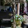 Antique Brass 15" high Art Nouveau Altar Standing Cross Crucifix Image 2