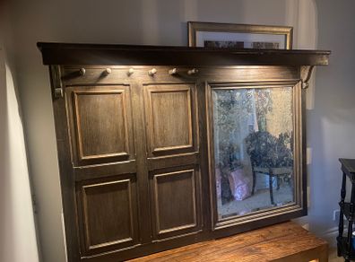 Oak hallway mirror coathook pegs