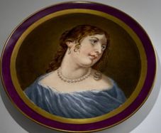 Antique KPM Berlin Hand-Painted Cabinet Plate. Portrait of a Baroque Beauty, 19th Century