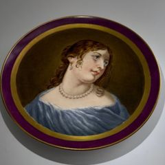 Antique KPM Berlin Hand-Painted Cabinet Plate. Portrait of a Baroque Beauty, 19th Century