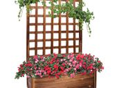 Large Wood Planter Free Standing Plant Raised Bed with Trellis for Garden Yard